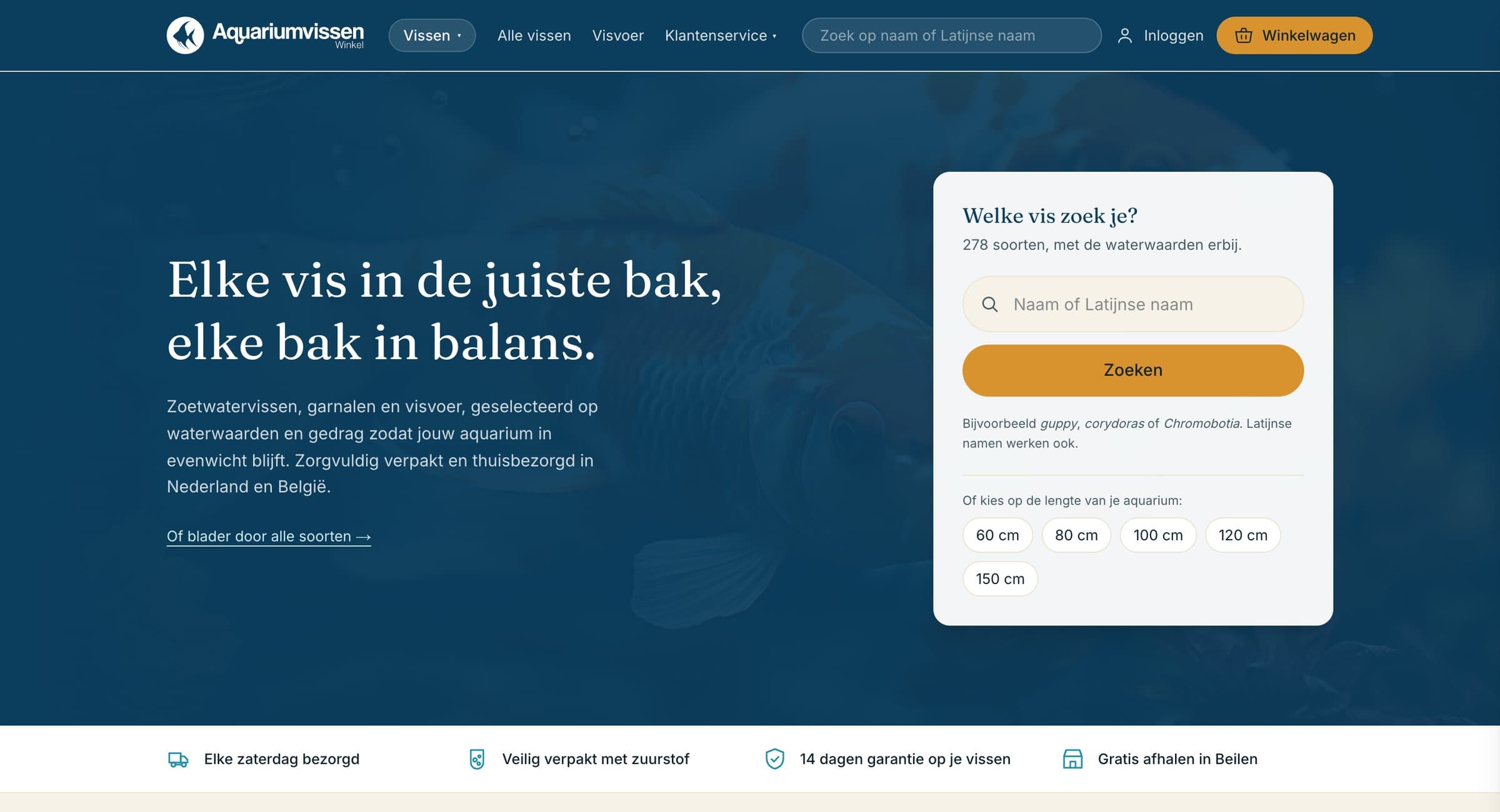 De webshop van Aquariumvissenwinkel op een laptop en een telefoon